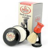 OMEGA SHAVING CREAM AND BRUSH WITH STAND KIT - Prohibition Style