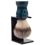 Parker Blue Wood Handle Synthetic Shaving Brush and Stand - Prohibition Style